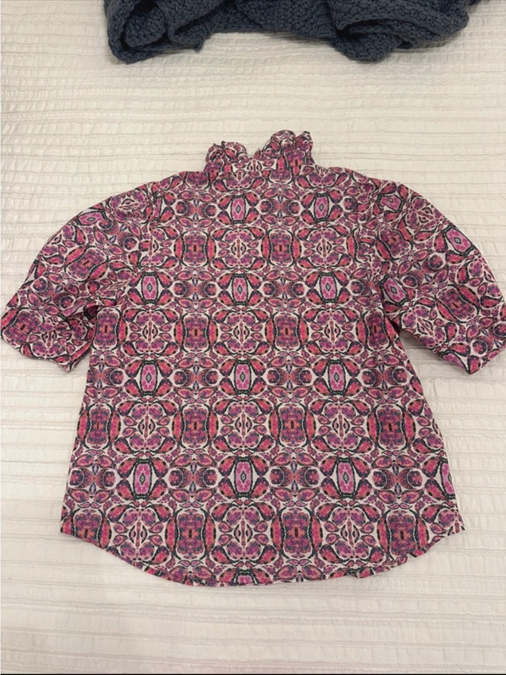 Fate Pink Patterned Ruffle-Collar Button-Down Shirt - Picture 4 of 4